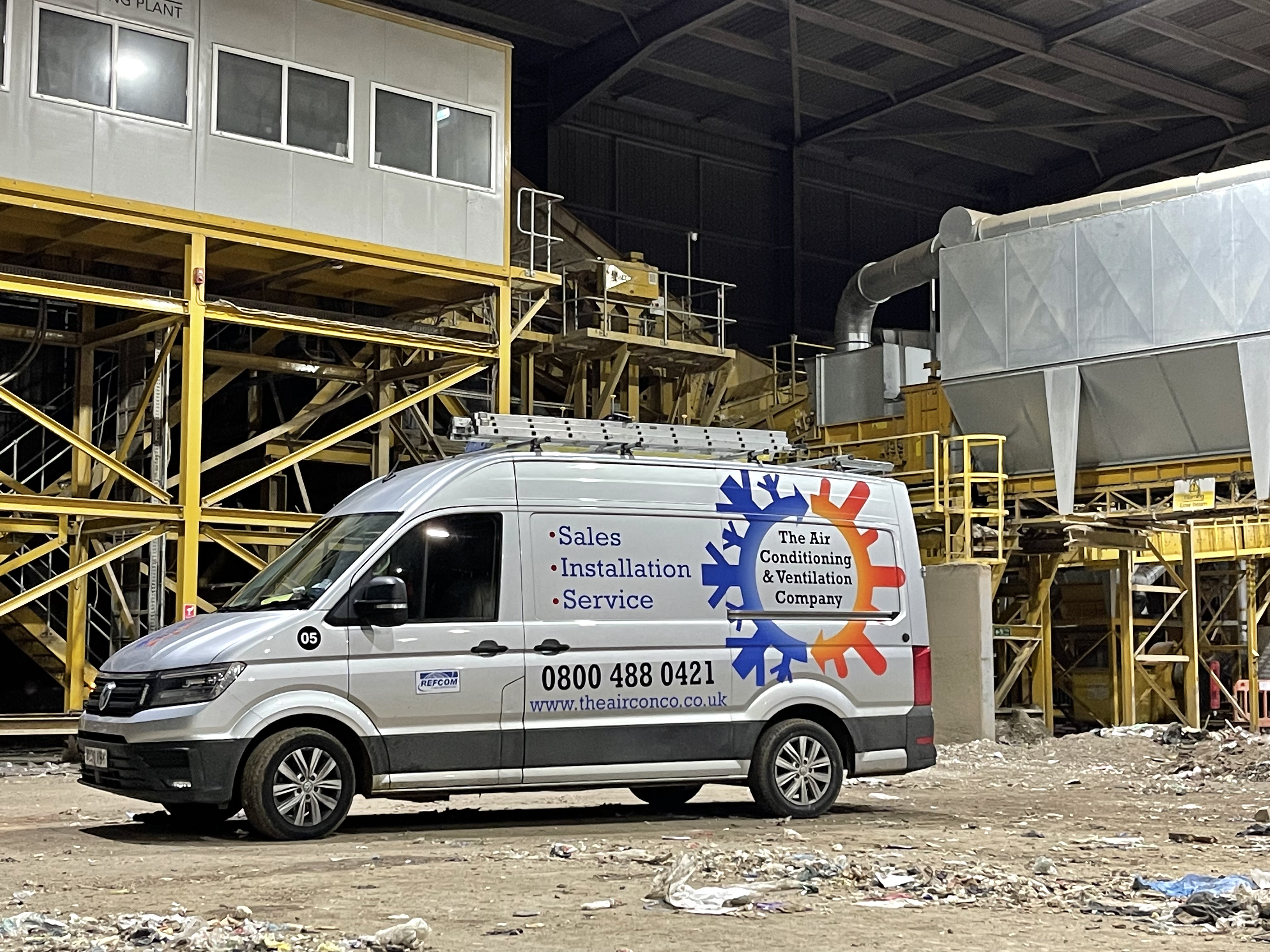 The Air Con Co van on industrial site